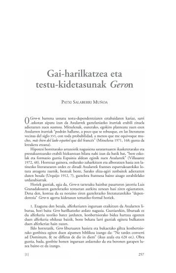 Gai-harilkatzea eta testu-kidetasunak Geron - Dialnet