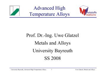 Advanced High Temperature Alloys