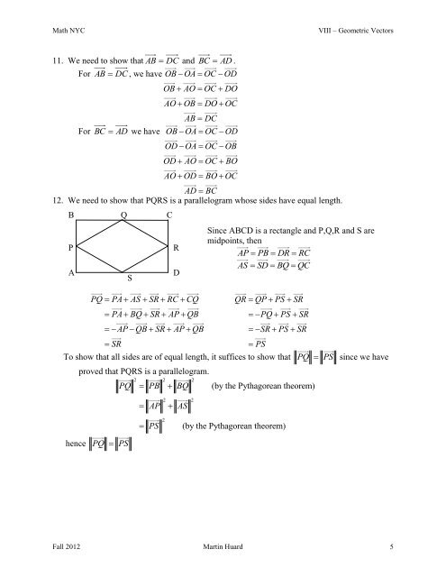 VIII - Geometric Vectors - SLC Home Page