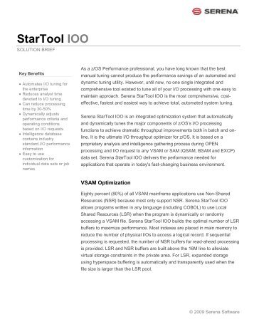 StarTool IOO Solution Brief - Serena Software