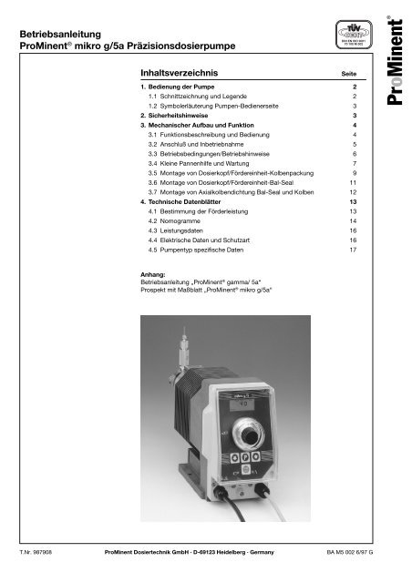 mikro g/5a PrÃ¤zisionsdosierpumpe - ProMinent