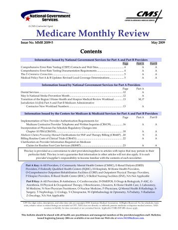 Medicare Monthly Review MMR 2009-5 - CGS