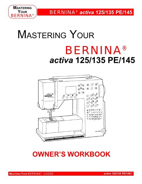 Original Bernina Instruction Sewing Manual for Activa 125 English Language 