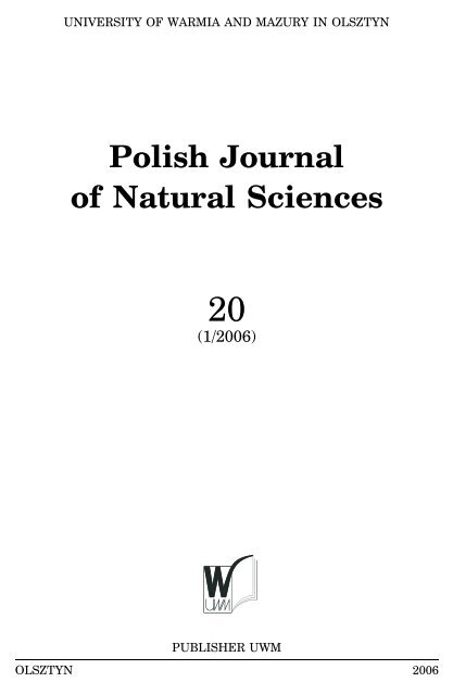 Polish Journal of Natural Sciences - Uniwersytet WarmiÅ„sko-Mazurski