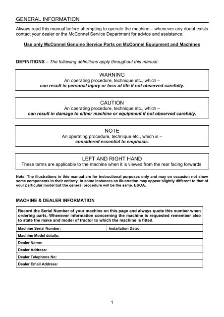 Snow Blade Operator & Parts Manual - McConnel