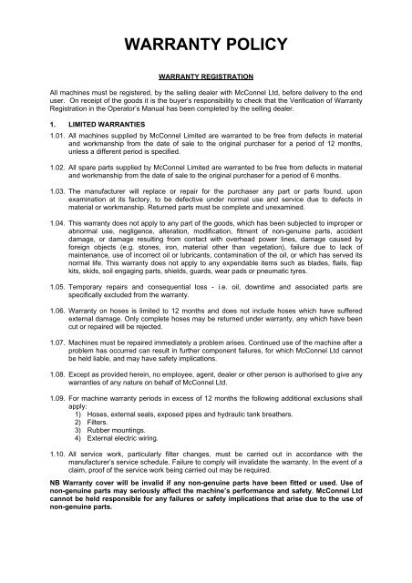 Snow Blade Operator & Parts Manual - McConnel