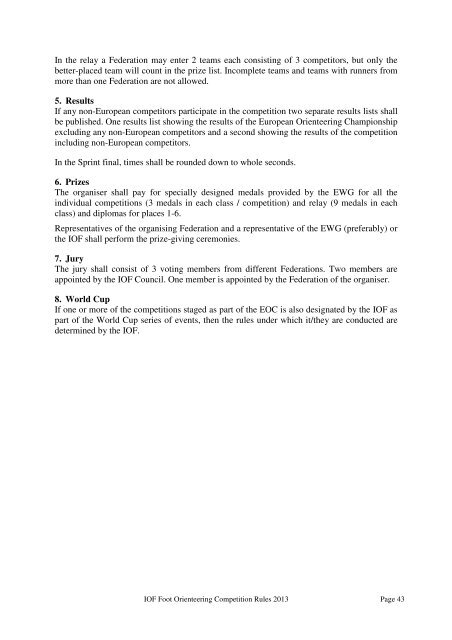 Rules for the Orienteering event in - International Orienteering ...