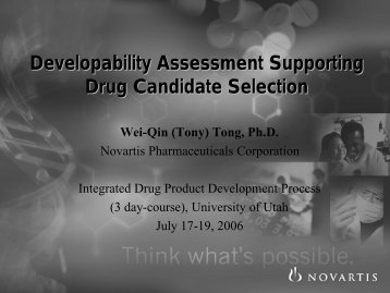 Developability Assessment Supporting Drug ... - University of Utah