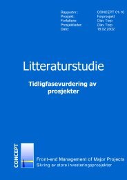 Litteraturstudie - Tidligfasevurdering av prosjekter - Concept - NTNU