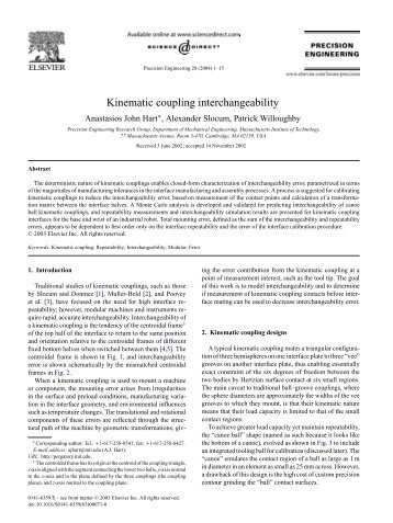 Kinematic coupling interchangeability - Precision Engineering ...