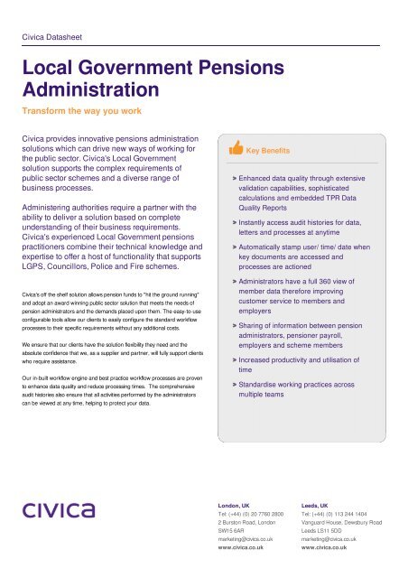 Local Government Pensions Administration - Civica