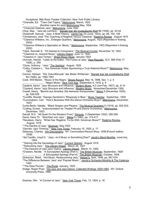 Early Jazz History and Criticism Bibliography John Szwed Pre-1940 ...