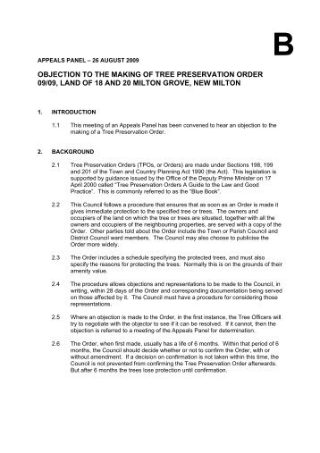 Tree Preservation Order No. 09/09 - New Forest District Council