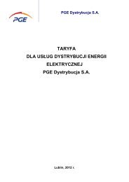 Taryfa dla usÅug dystrybucji energii elektrycznej PGE Dystrybucja S.A.