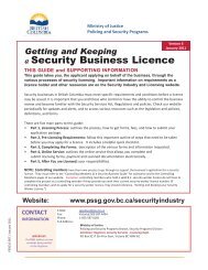 Getting and Keeping a Security Business Licence - Ministry of Justice