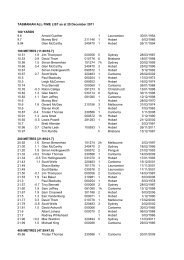 TASMANIAN ALL-TIME LIST as at 29 December 2011 100 YARDS ...