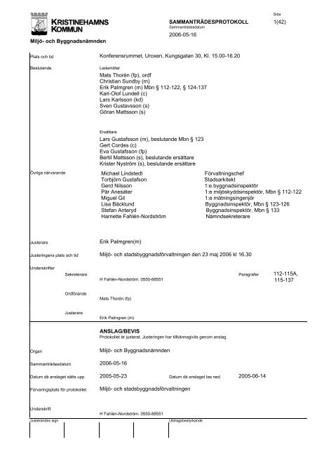 Läs Protokoll - Kristinehamns kommun