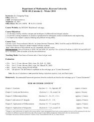 Course Outline - Mathematics - Ryerson University