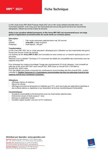 Avery® MPI™ 3021 - matte white - removable (PDF) - Spandex