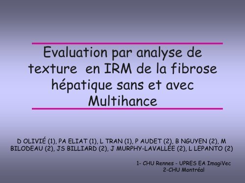 Evaluation par analyse de texture en IRM de la fibrose hÃ©patique ...