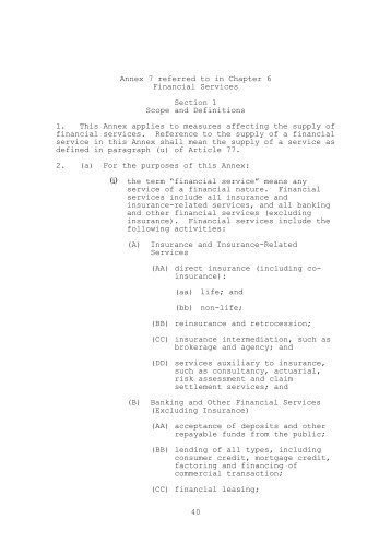 Annex 7 referred to in Chapter 6 Financial Services Section 1 Scope ...