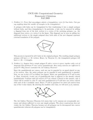 CSCE 620: Computational Geometry Homework 3 Solutions Fall 2009