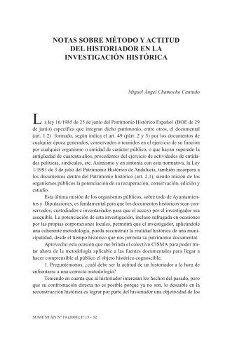 Notas sobre mÃ©todo y actitud del historiador en la investigaciÃ³n ...