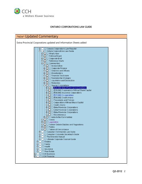 Ontario Corporations Law Guide Canada ... - CCH Canadian