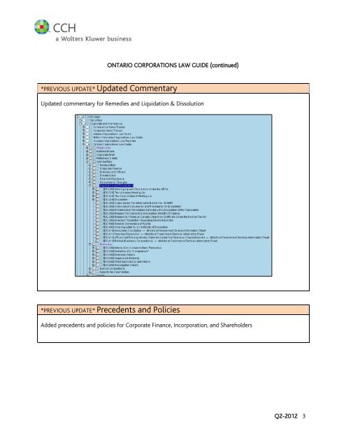 Ontario Corporations Law Guide Canada ... - CCH Canadian