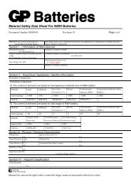 Material Safety Data Sheet For NiMH Batteries