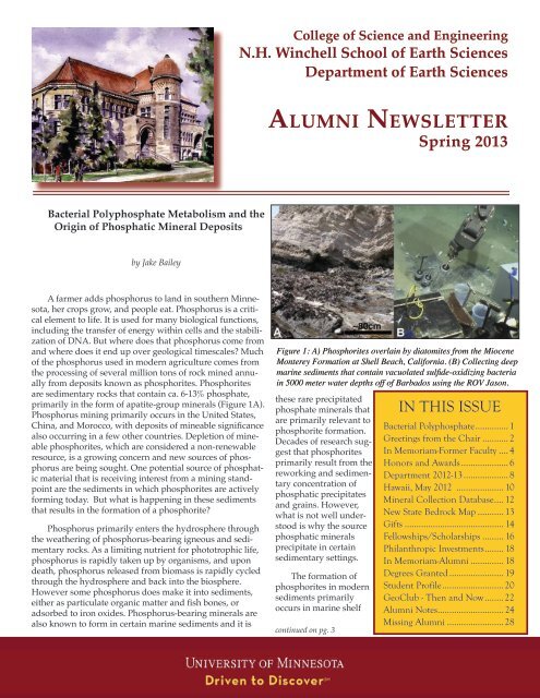 ALUMNI NEWSLETTER - Earth Sciences - University of Minnesota