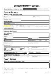 student medical details - Sunbury Primary School