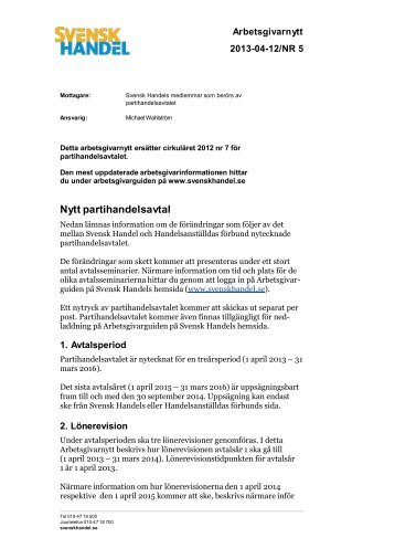 Arbetsgivarnytt - nytt parthandelsavtal â web.pdf - Svensk Handel