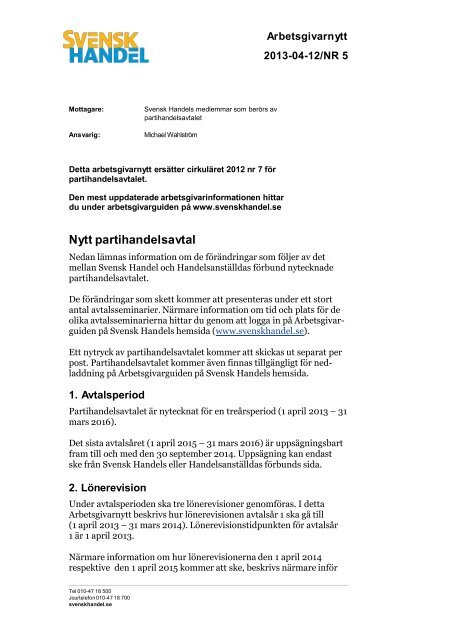 Arbetsgivarnytt - nytt parthandelsavtal â web.pdf - Svensk Handel