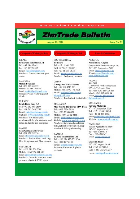 ZimTrade Bulletin-12 August 2010