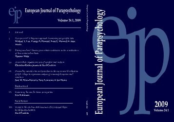 Volume 24.1, 2009 - European Journal of Parapsychology