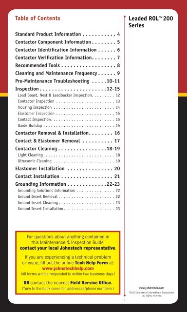 Maintenance & Inspection Guide Leaded ROLâ¢200 ... - Johnstech