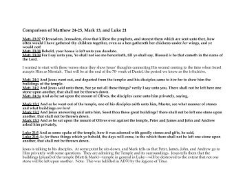 Comparison of Matthew 24-25, Mark 13, and Luke 21 - Mom's Bible ...