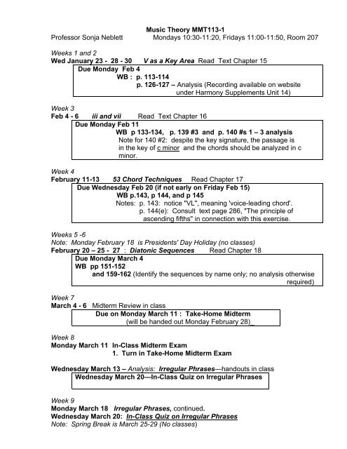 Assignments - SFCM Theory