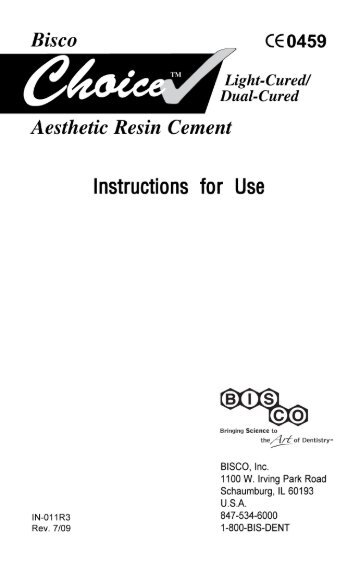 Instructions For Use (PDF) - Bisco, Inc.