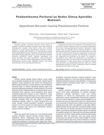 PsÃ¶domiksoma Peritonei'ye Neden OlmuÅ ... - SelÃ§uk TÄ±p Dergisi