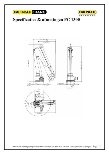 bijlage: Specificaties & afmetingen PC 1300 - Palfinger