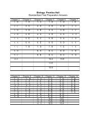 Biology: Prentice Hall Standardized Test Preparation Answers