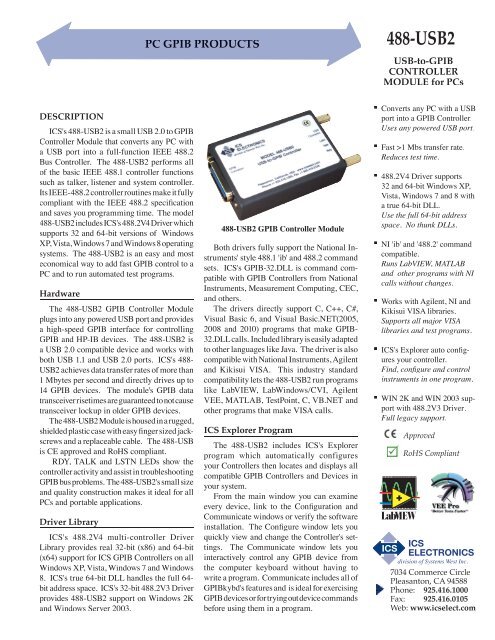 488-USB2 Data Sheet.indd - ICS Electronics