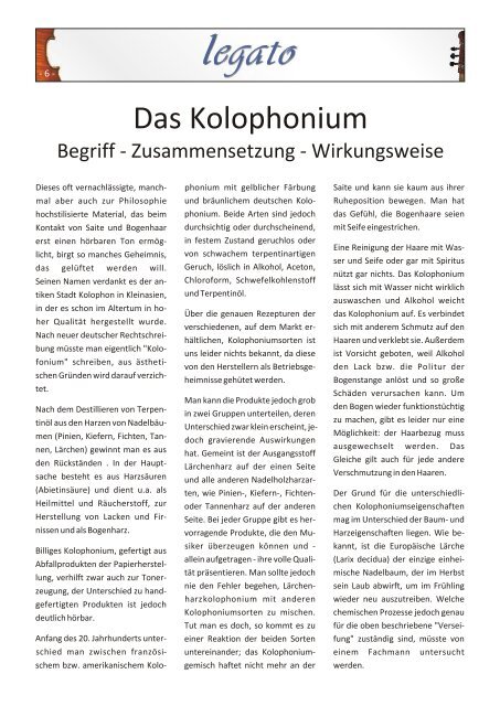 LEGATO Ausgabe 1 - Kerstin Hoffmann & Claudia Rook