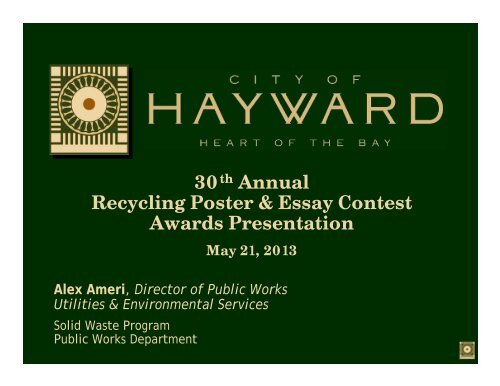 30th Annual Recycling Poster & Essay Contest Awards Presentation