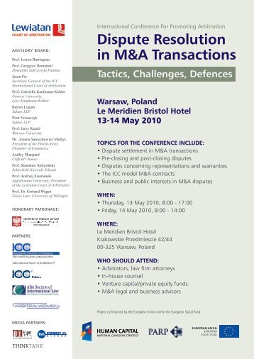 Dispute Resolution in M&A Transactions