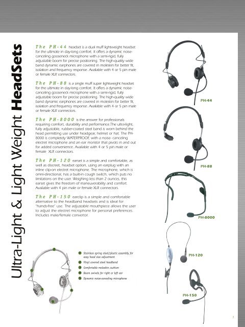 Ultra â Lightweight, Lightweight, Standard Weight HeadSets ... - AVC