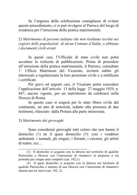 Guida per lo svolgimento della pratica matrimoniale - Diocesi di Roma