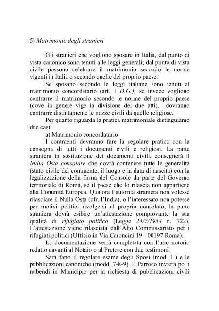 Guida per lo svolgimento della pratica matrimoniale - Diocesi di Roma